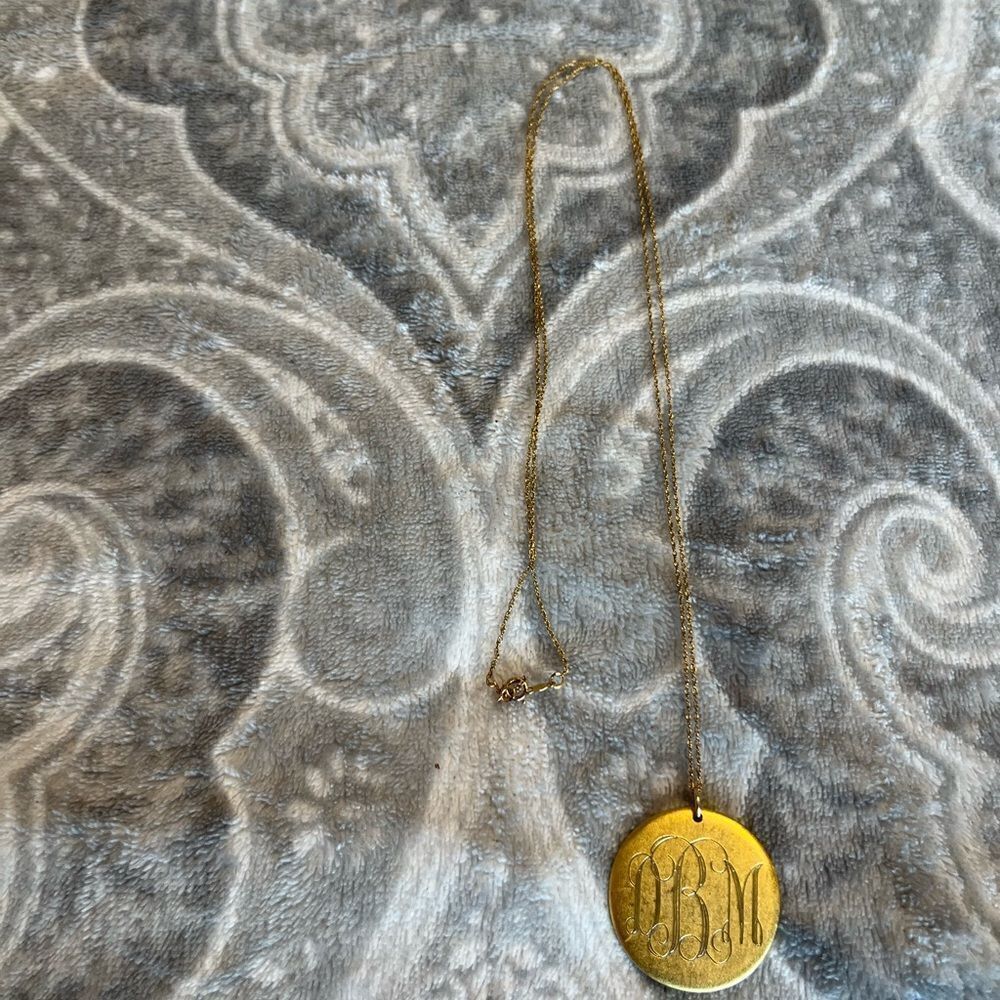 14k GF large pendant monogrammed necklace